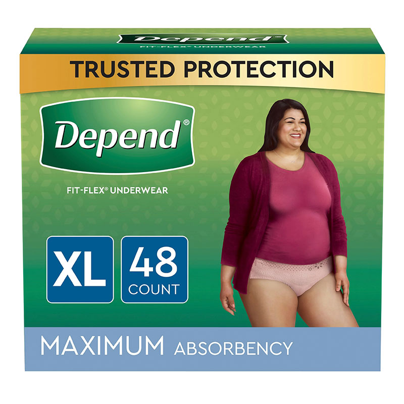 Depend FIT-FLEX Underwear for Women Maximum Absorbency XL Blush Case of 52