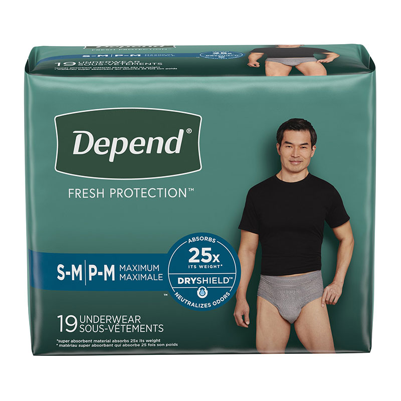 Depend Maximum Absorbency Underwear for Men Small/Medium 28-40 inch Case of 38