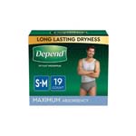 Depend Maximum Absorbency Underwear for Men Small/Medium 28-40 inch Package of 19 thumbnail