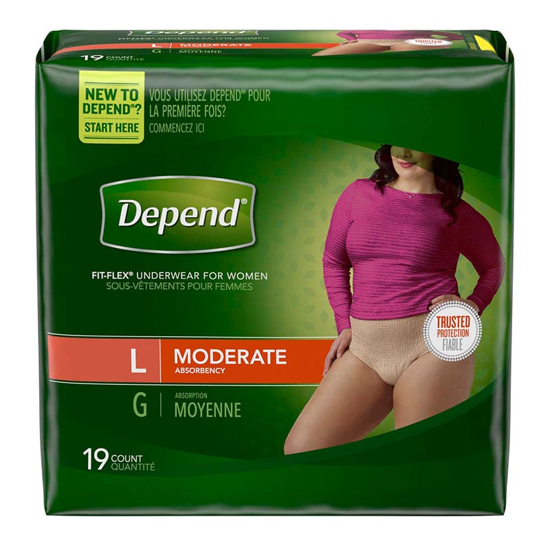 Depend Moderate Absorbency Underwear for Women Large Package of 19