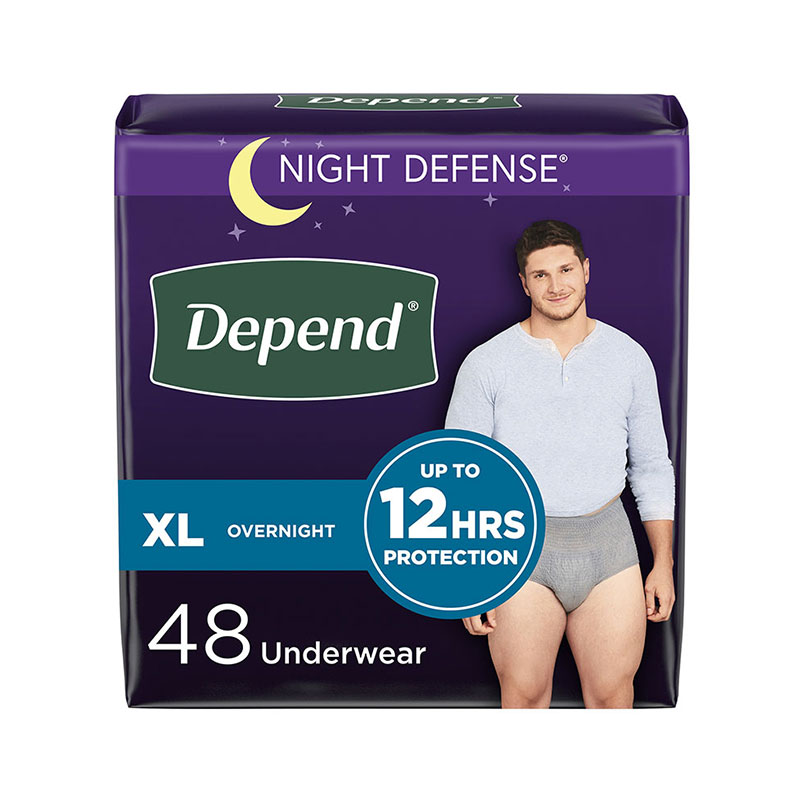 Depend Night Defense Overnight Underwear Grey Male Extra Large Case of 48