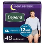 Depend Night Defense Overnight Underwear Grey Male Extra Large Package of 12 thumbnail