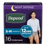 Depend Night Defense Overnight Underwear Grey Male Small/Medium Case of 64 thumbnail