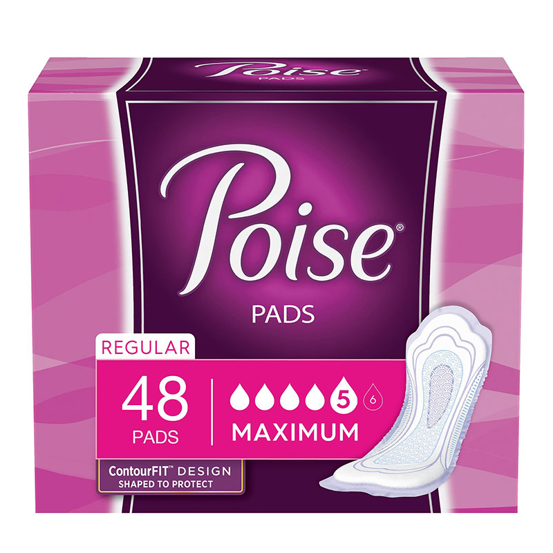 Depend Poise UltraWidth Side Shields Maximum Super-Absorbent 12.20 inch Long Package of 48