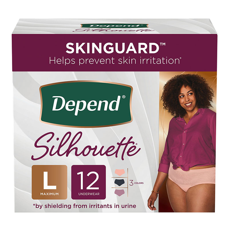 Depend Silhouette Max ABS Underwear for Women Large Case of 24