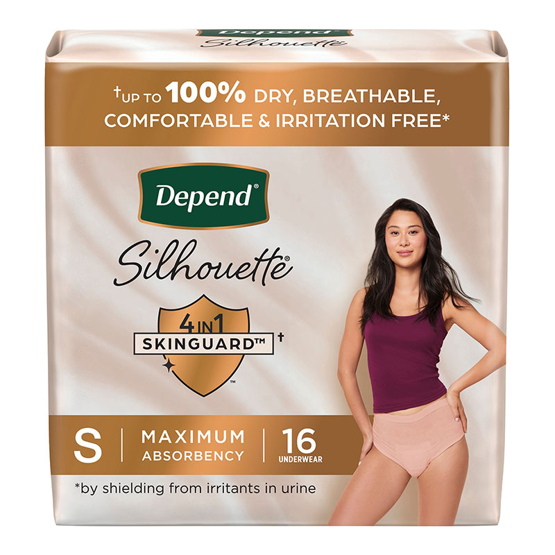 Depend Silhouette Underwear for Women Maximum Absorbency Small Pink & Black Case of 32