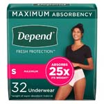 Depend Super Absorbency Underwear Female SM/MED 60/bx thumbnail