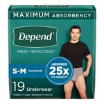 Depend Super Absorbency Underwear Male SM/MED 60/bx thumbnail