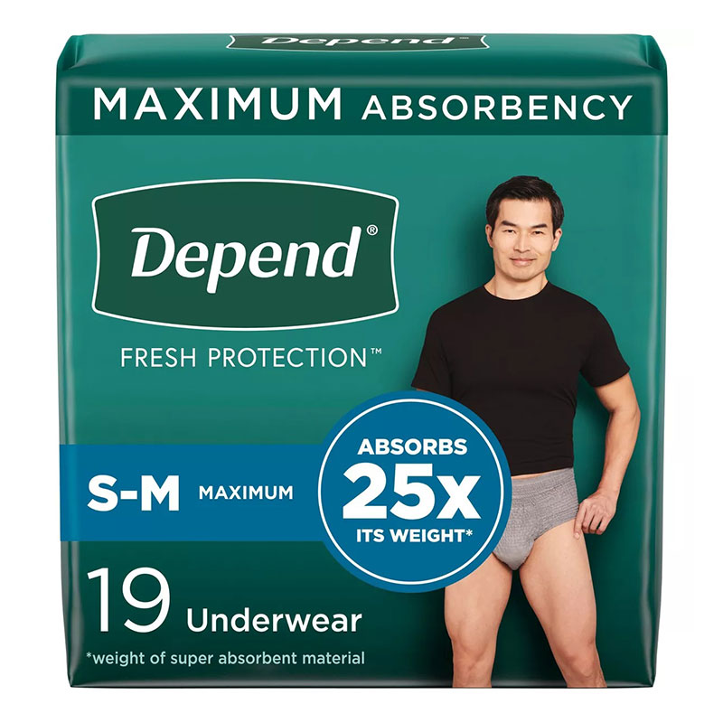 Depend Super Absorbency Underwear Male SM/MED 60/bx