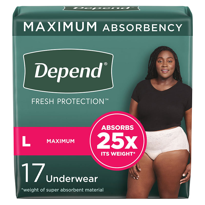 Depend Women's Fit-Flex Max Large Package of 17