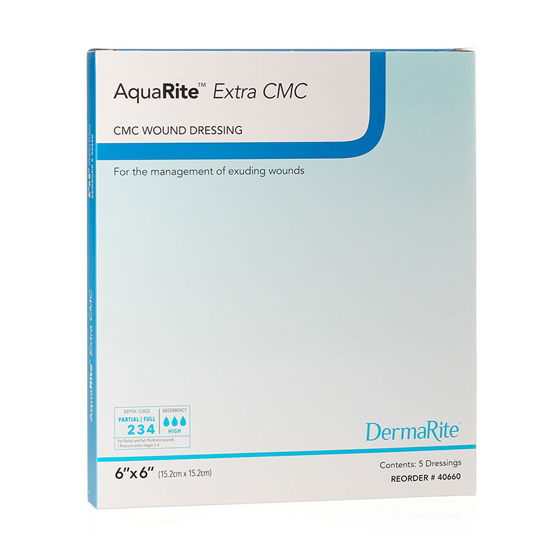 DermaRite AquaRite Extra CMC Alginate Wound Dressing 6x6 inch Box of 5