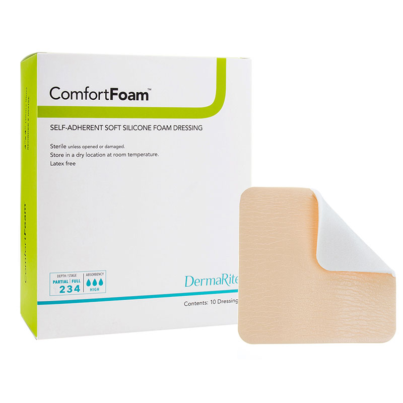 DermaRite ComfortFoam Silicone Dressing without Border 3x3 inch Box of 10