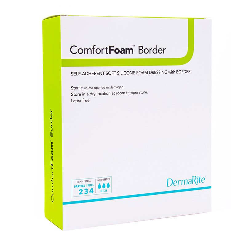 DermaRite ComfortFoam Silicone Foam Border Dressing 6x8 inch Box of 5
