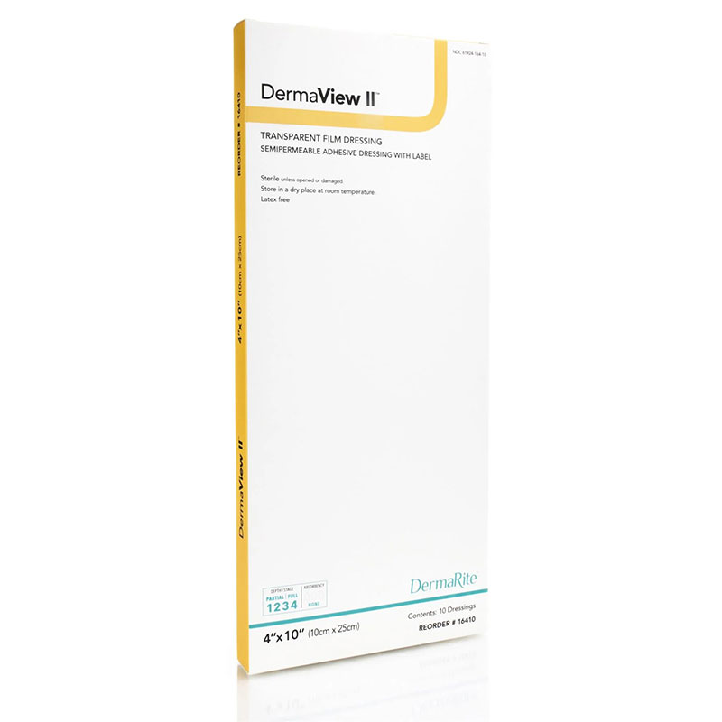 DermaRite DermaView II Transparent Film Dressing 4x10 inch Box of 10