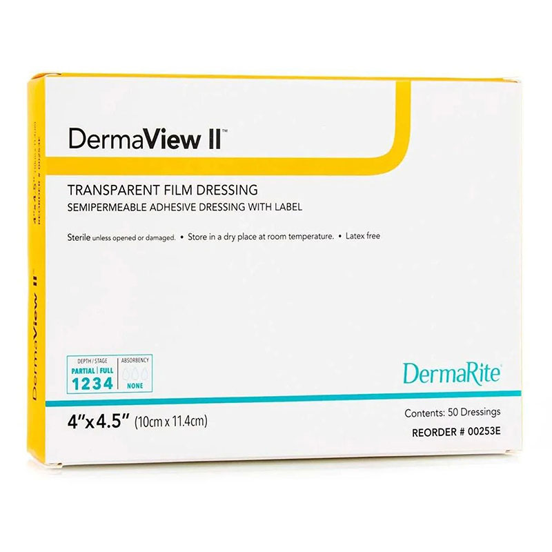 DermaRite DermaView II Transparent Film Frame 4x4.5 inch Box of 50