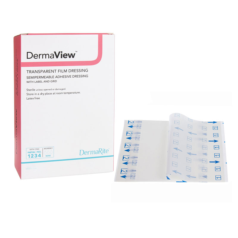 DermaRite DermaView Transparent Film Dressing 4x5 inch Box of 50