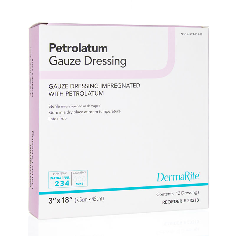 DermaRite Petrolatum Impregnated Gauze 3x18 inch Box of 12