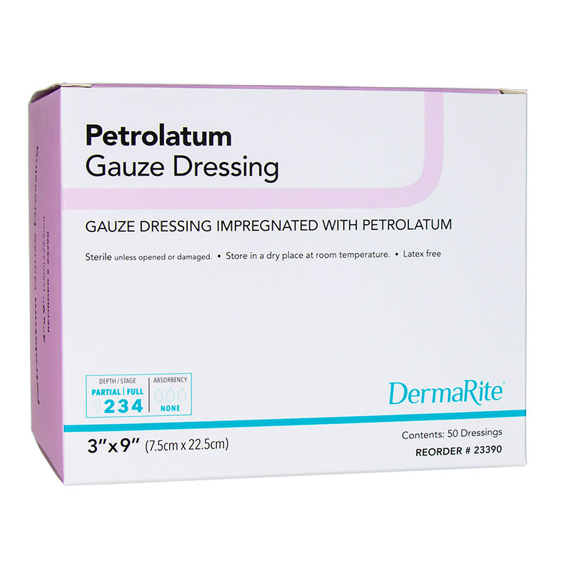 DermaRite Petrolatum Impregnated Gauze 3x9 inch Box of 50