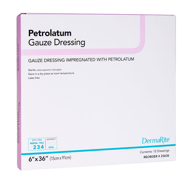 DermaRite Petrolatum Impregnated Gauze 6x36 inch Box of 12