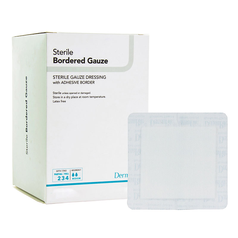 DermaRite Sterile Bordered Gauze Dressing with Adhesive Border 4x10 inch Box of 25