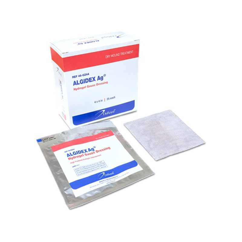 DeRoyal Algidex Ag Hydrogel Gauze Pads 4x4 inch Box of 25
