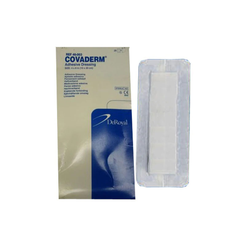 DeRoyal Covaderm Adhesive Wound Dressing 4x8 inch with 2x5.5 inch Pad Box of 25