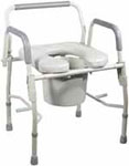 Drive Medical Steel Drop Arm Bedside Commode w/Padded Seat & Arms thumbnail