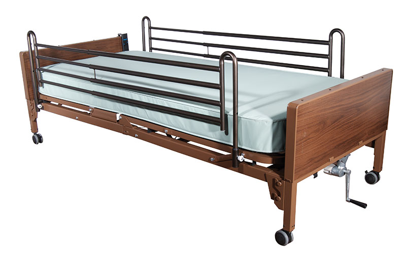 Drive Medical Semi Electric Bed with Full Rails and Foam Mattress