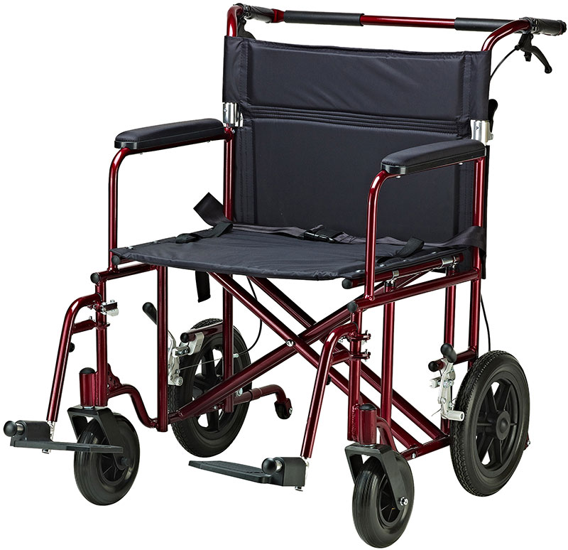 Drive Medical Red 22 inch Bariatric Aluminum Transport Chair w/Rear Wheels
