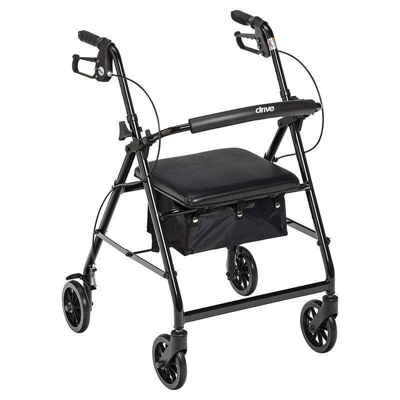 Drive Medical Black Rollator w/Fold Up & Removable Back Support