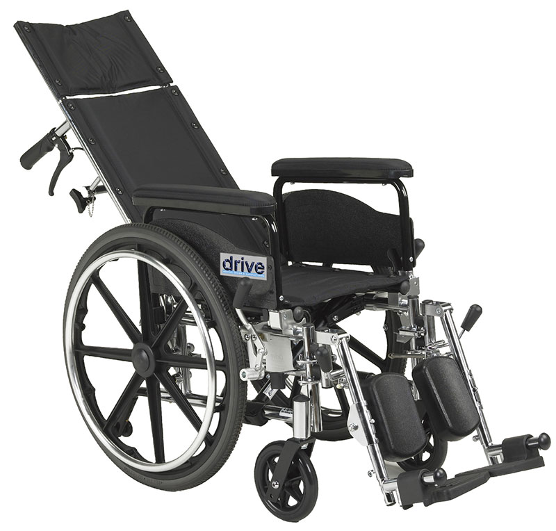 Drive Medical Viper Plus GT 18 Inch Reclining Wheelchair w/Full Arms