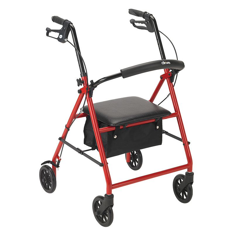 Drive Medical Rollator with 6 inch Wheels Red