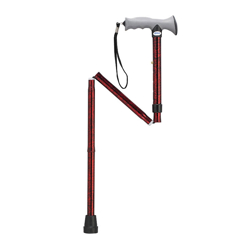 Drive Medical Adjustable Lightweight Folding Cane w/Gel Grip Red