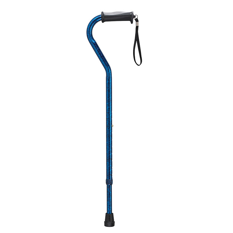 Drive Medical Adjustable Height Offset Handle Cane w/Gel Grip Blue