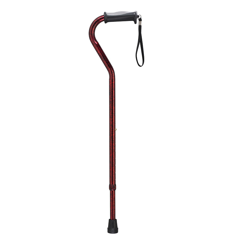 Drive Medical Adjustable Height Offset Handle Cane w/Gel Grip Red