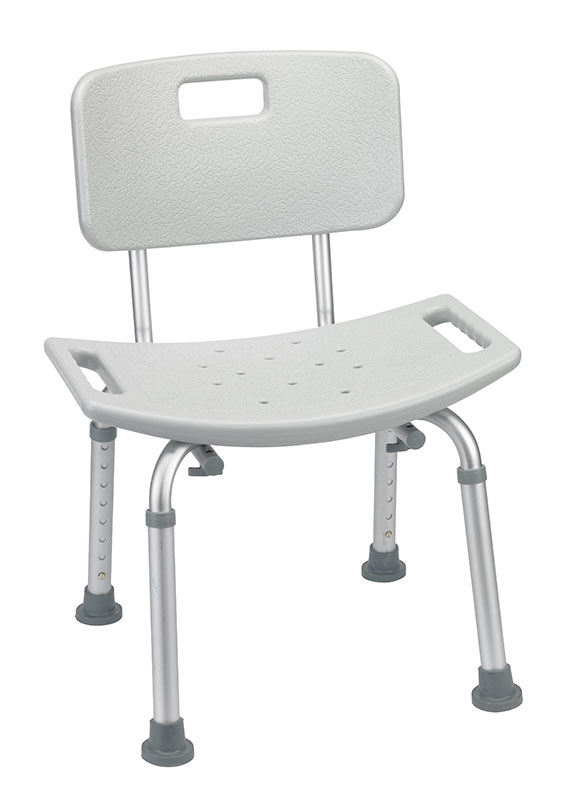 Drive Medical Grey Bathroom Safety Shower Tub Bench Chair w/Back