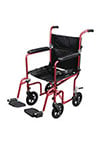 Drive Medical Flyweight Lightweight Transport Wheelchair w/Wheels Red thumbnail