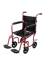 Drive Medical Flyweight Lightweight Transport Wheelchair w/Wheels Red