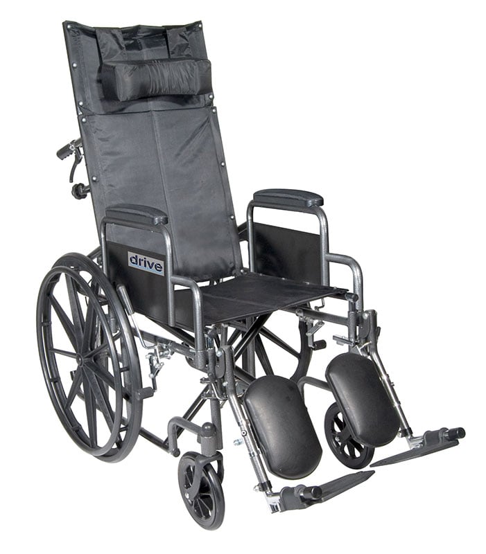 Drive Medical 18 Inch Silver Sport Reclining Wheelchair - SSP18RBDDA