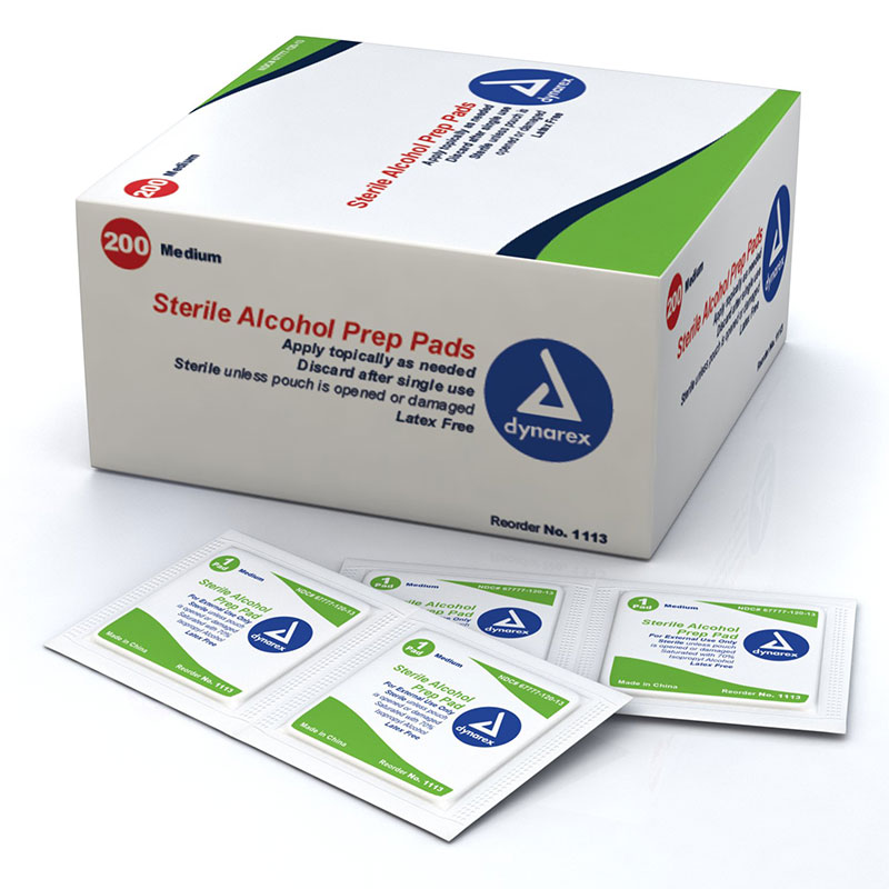 Dynarex Alcohol Prep Pad Medium Box of 200