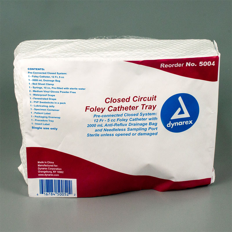 Dynarex Closed Circuit Closed System Foley Catheter Tray 12 FR Case of 10