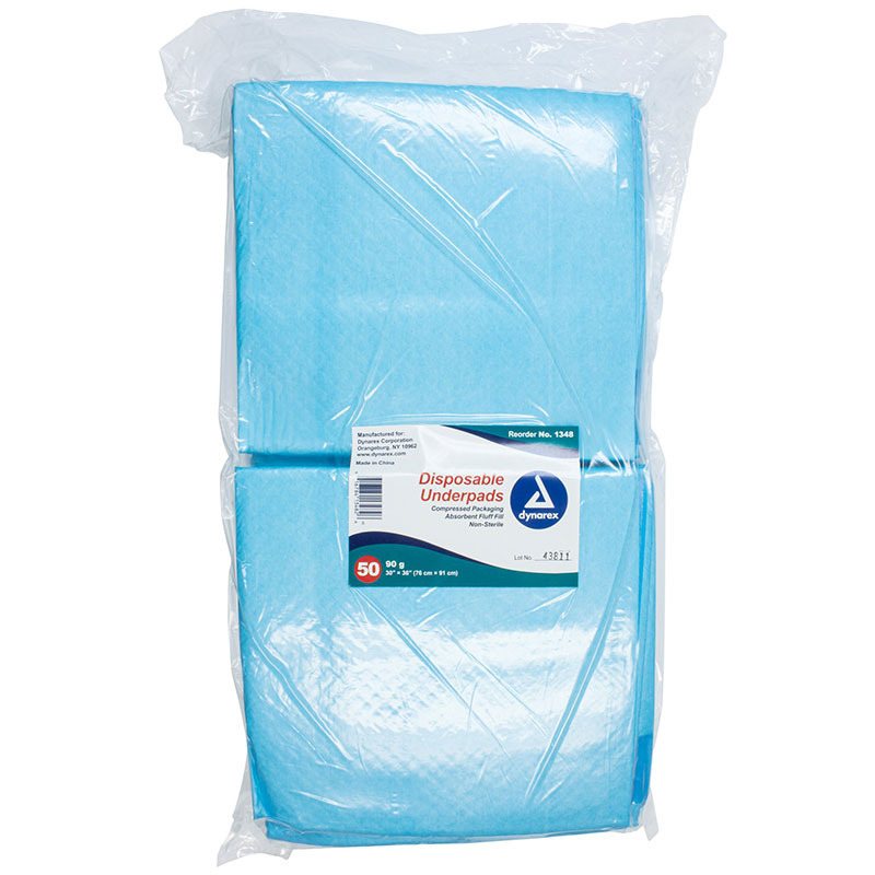Dynarex Disposable Underpads with Polymer 30x36 inch 90g Case of 100