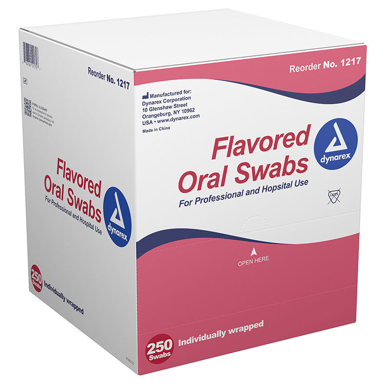 Dynarex Oral Swabsticks Flavored with Dentrifice Box of 250