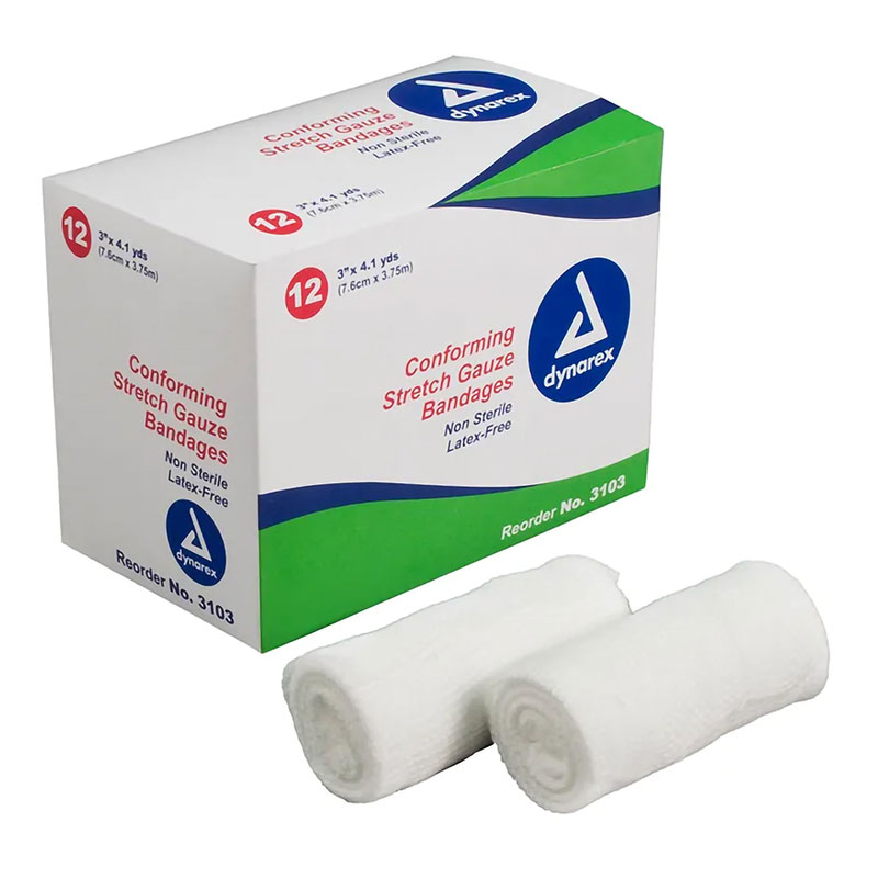 Dynarex Self-Adhering Stretch Gauze Bandage 3 inch Nonsterile Box of 12