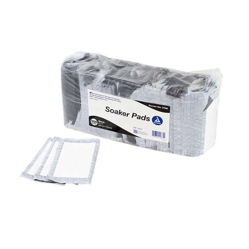 Dynarex Soaker Pads Black 4x7 inch Pack of 500
