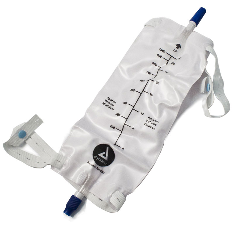 Dynarex Urinary Leg Bags Sterile Large 1000ml with Valve Box of 12