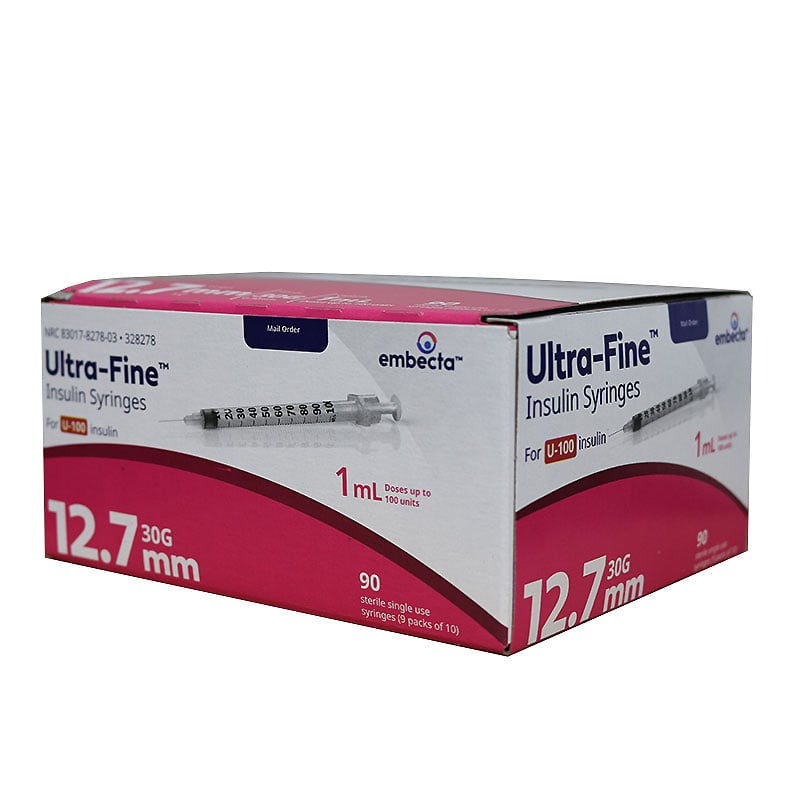 BD Ultra-Fine Syringes, 30 Gauge 1 cc 1/2 inch Box of 90