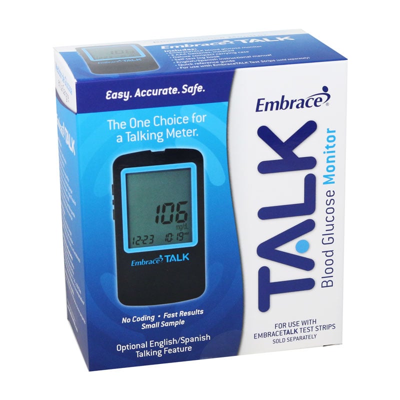 Embrace Talk No-Code Blood Glucose Meter - Pack of 12
