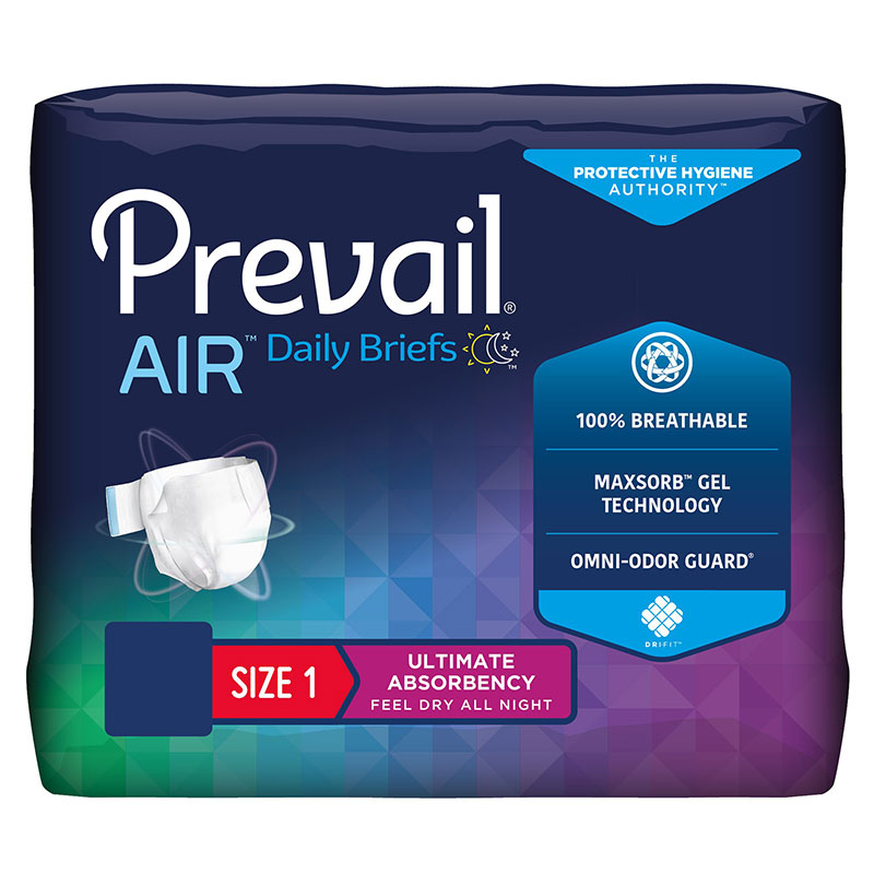 First Quality Prevail Air Briefs Size 1 Medium 26-48 inch Case of 80
