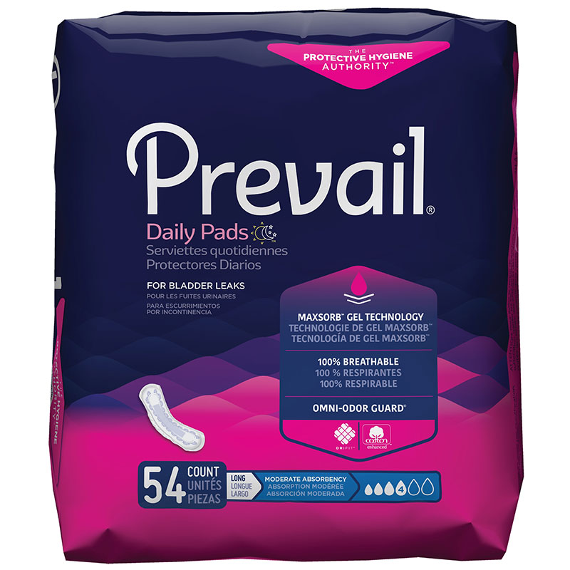 First Quality Prevail Bladder Control Pad Moderate Long 11 inch Case of 108